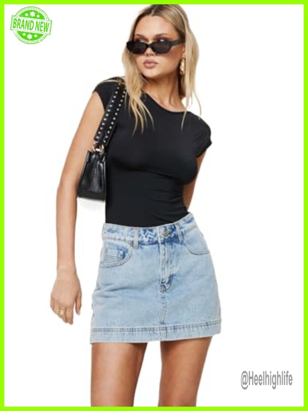 Denim Skort Belted Waist Zip Button Five Pocket Non-Stretch Casual